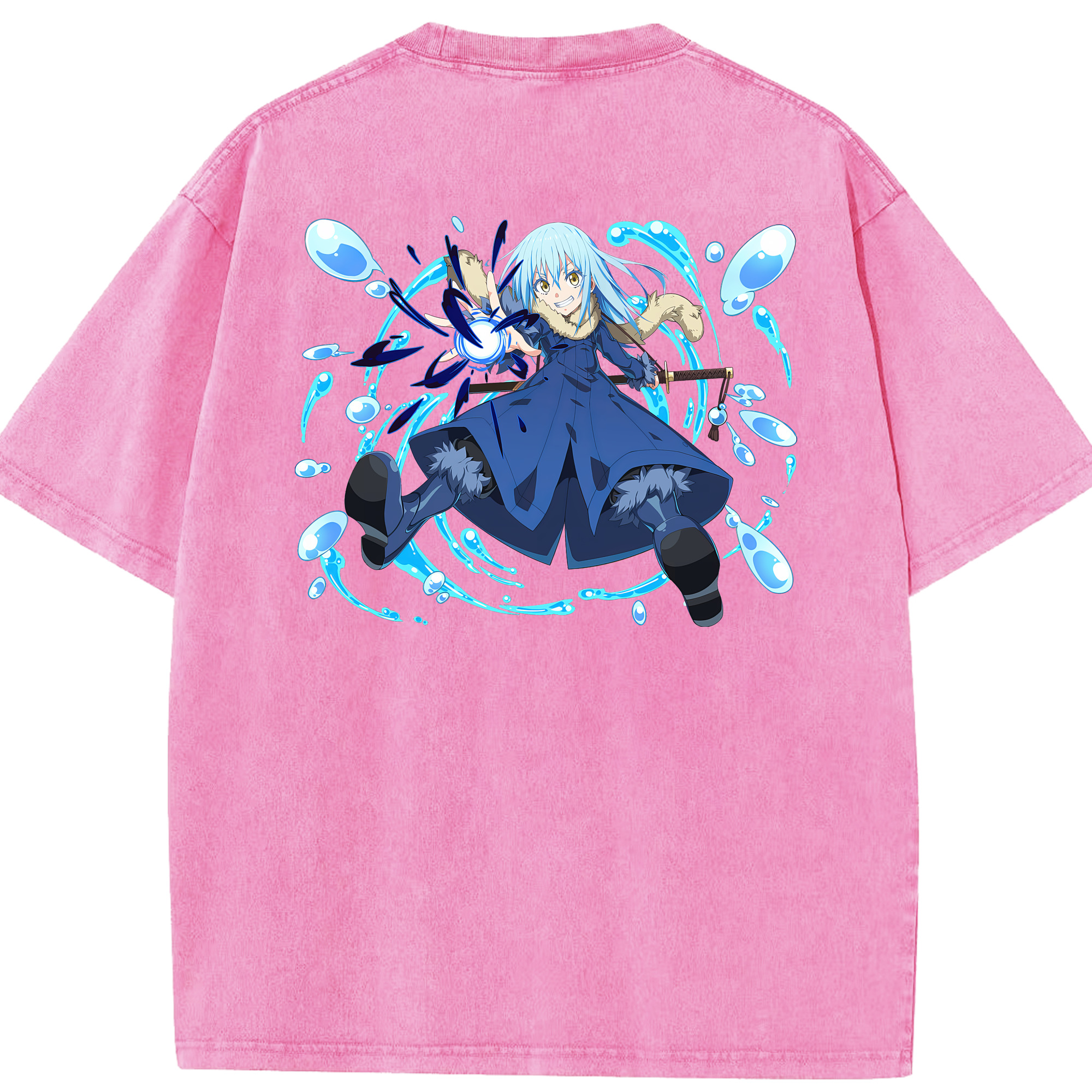 （画像用） 転スラ Regarding Reincarnated to Slime 綿100% ヴィンテージ風 半袖Tシャツ（背面プリント）